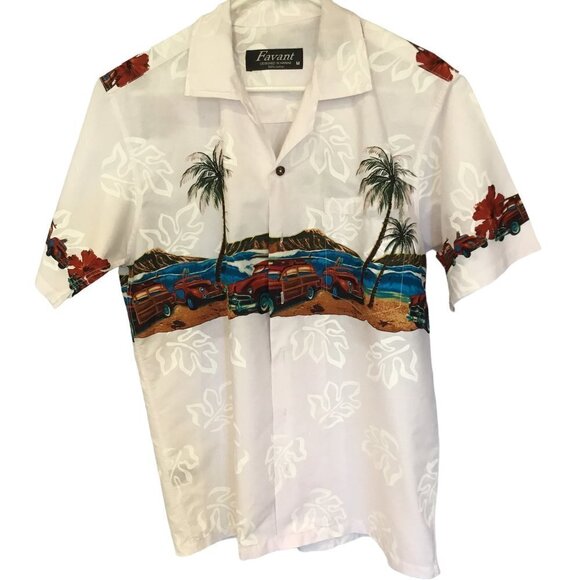 Favant Men's Hawaiian Collared Button Up Short Sleeve Woodies Shirt Size Medium - Picture 1 of 9